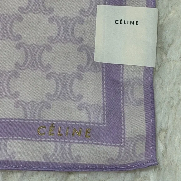 Brand New Celine Pastel Purple handkerchief Scarf size 18x18 inches - Picture 3 of 3